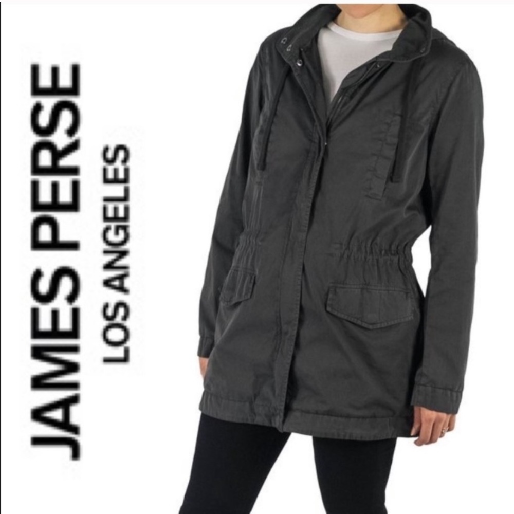 James Perse Grey Utility Jacket with Cinch Waist